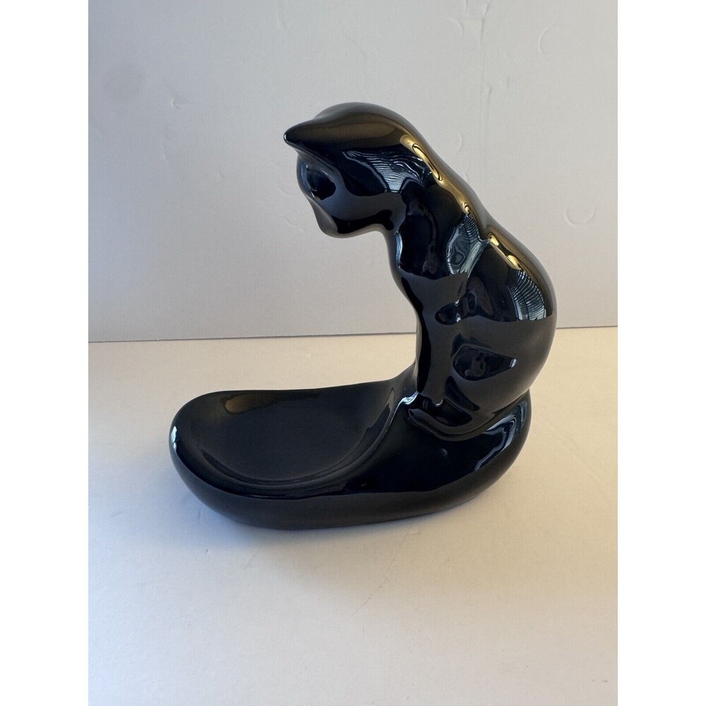 Vintage 1979 Vandor Imports Black Cat Soap Dish Trinket Dish Figurine MCM *READ*